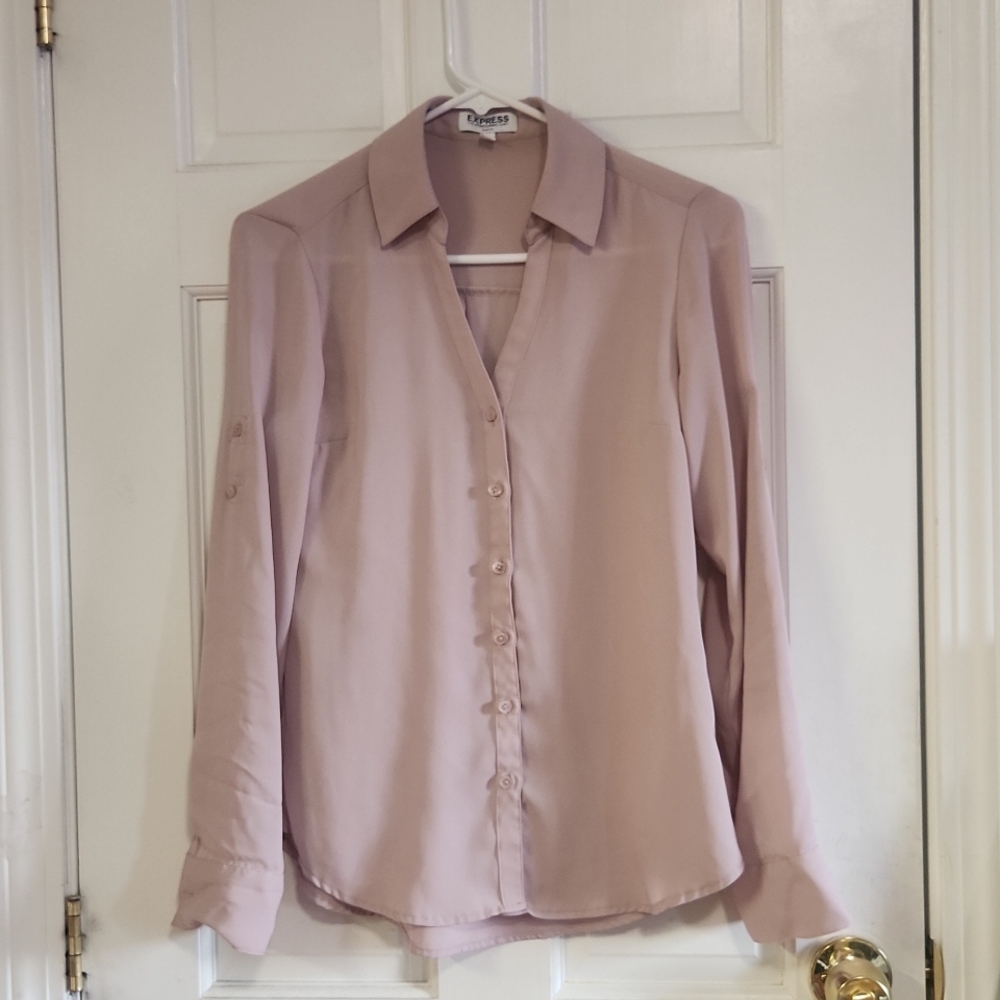 Express Portofino Slim Button Up Shirt Muted Light Pink